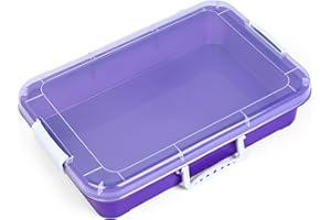Madzee Plastic Activity Tray with lid for Slime, Beads, Sand and Sensory Toys – 15 Inches (Purple)