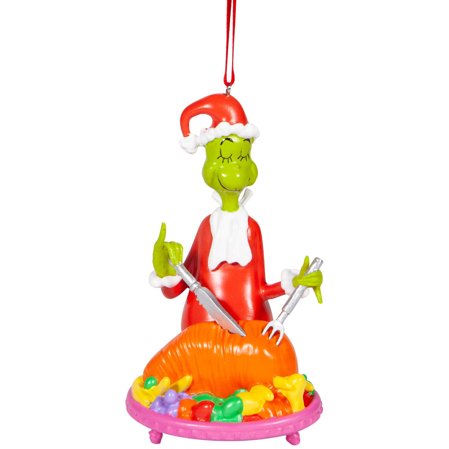 Department 56 Dr. Seuss the Grinch Cutting the Roast Beast Hanging Ornament, 3.75 Inch, Multicolor