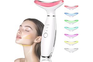 MOSNAMI Facial and Neck Beauty Massager,7 Color Face and Neck Beauty Device with 3 Massage Modes,at Home Face Culpting Tool for Skin Care(White)