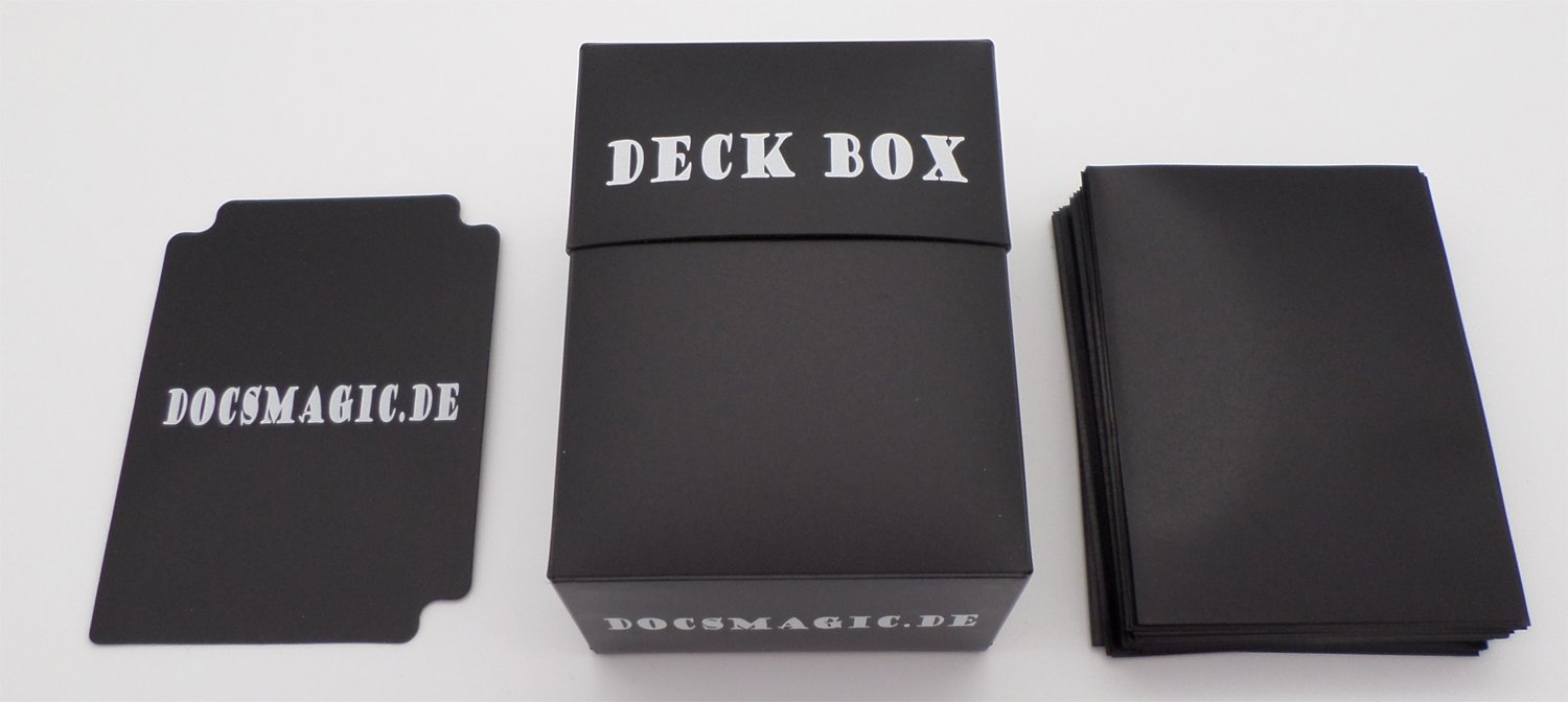 docsmagic.de Deck Box + 60 Mat Black Sleeves Small Size - YGO