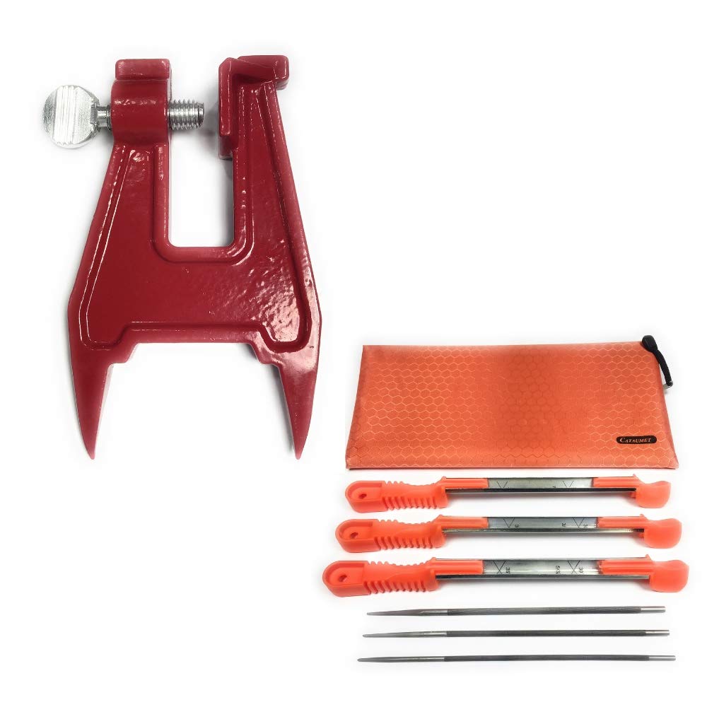 CATAUMET Chainsaw Chain Sharpener File Kit With Stump Vise, 3