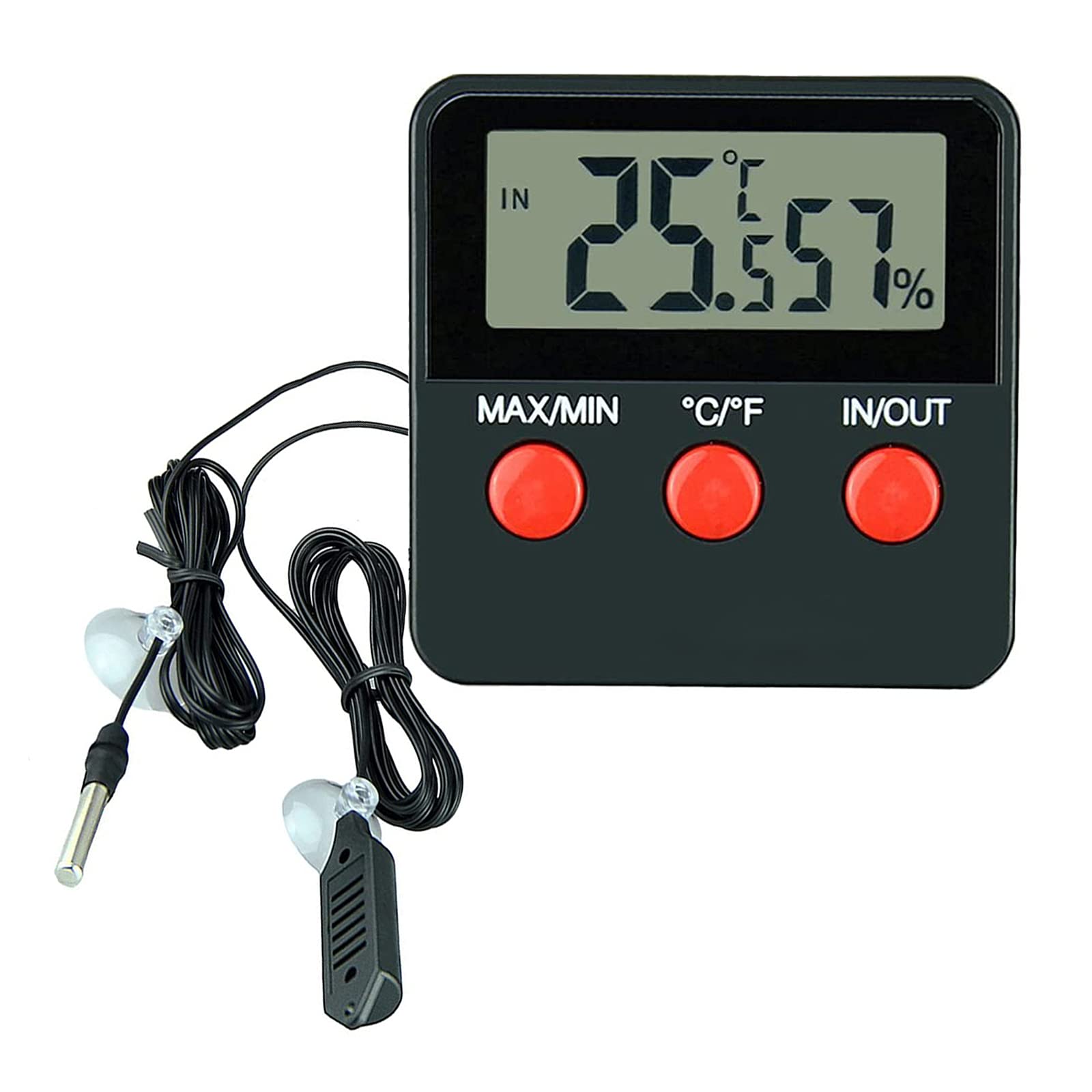 ZHITING Digital Thermometer and Hygrometer for Reptiles Terrarium Egg Incubator Humidity Gauge Remote Probes for Pets Room Tank Cage Incubator Brooder Indoor Outdoor