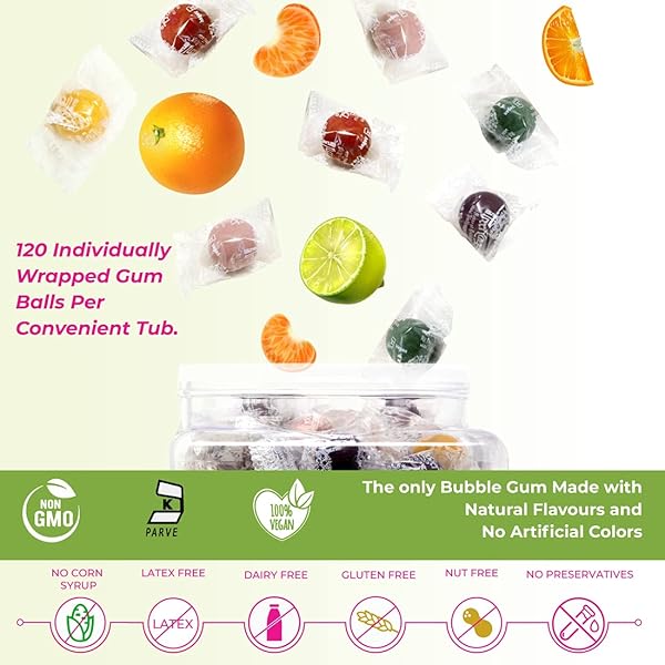 TREE HUGGER BUBBLE GUM, CITRUS BERRY, NATURAL FLAVORS, NO ARTIFICIAL COLORS, 120 COUNT TUB
