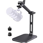Heavy-Duty Desk Mic Stand for Rode PodMic USB &amp; SM7B, Max 2.68 lbs, Black | Fits Blue Yeti, Shure &amp; More Mics, Ideal for Small Space Home Office Streaming, up to 1220g, Stable Non-Slip Base