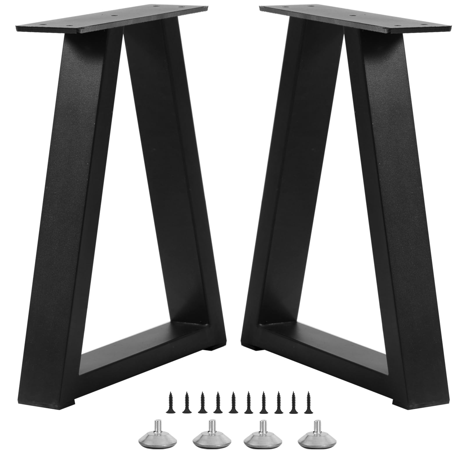 Photo 1 of Rioychan 16 Inch Trapezoid Metal Table Legs for Bench, Coffee Table Legs, DIY Furniture Feets Set of 2, Including Screws and Adjustable Feet Pads, 16 Inch x 10.8 Inch