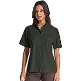 Womens Safari Hiking Sun Shirts Sun Protection Quick Dry Short Sleeve Button Shirts