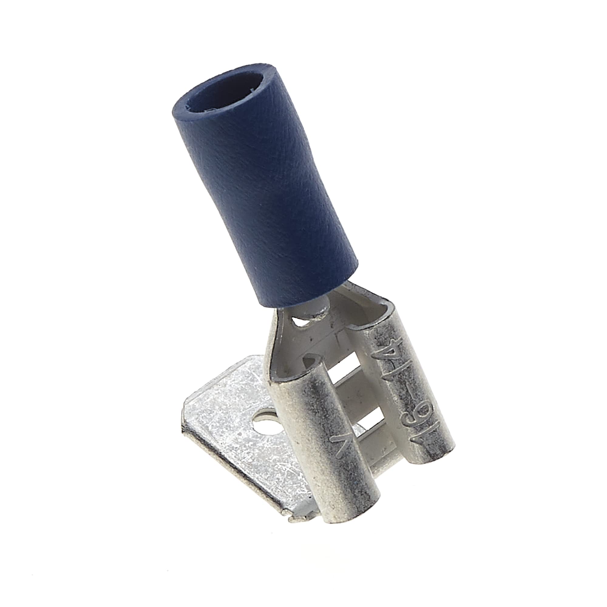 6.35mm Crimp Terminal Multi Stack Disconnector, Pack Of 100-15A, Blue, Heat Shrink Spade Connectors, Double Quick Disconnect, PVC Semi-Insulated Piggyback Splice Male/Female