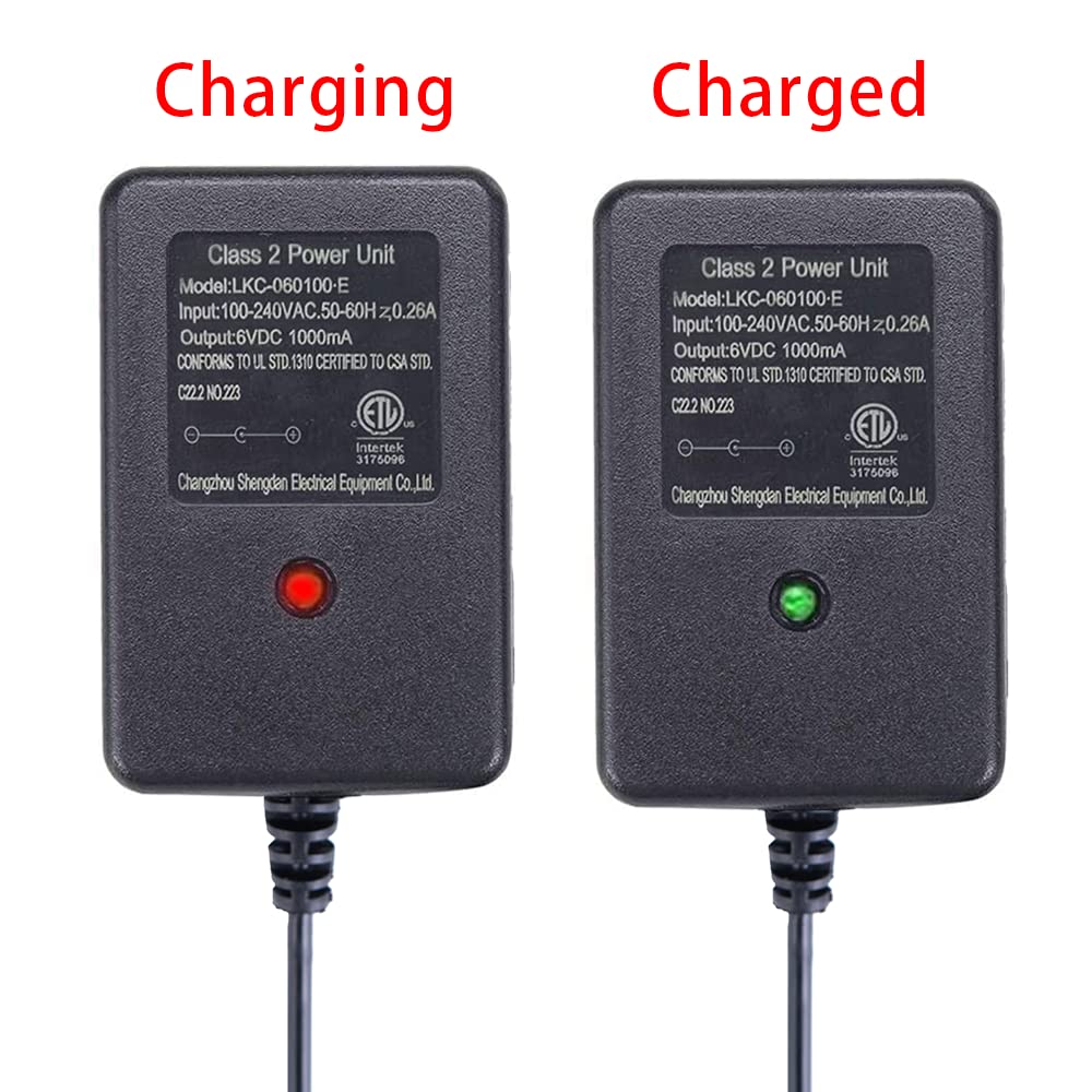 6V Charger for Ride on Toys, 6V Battery Charger for Kidzone, Flybar & Best Choice Ride On Cars, Universal 6 Volt Charger for Power Wheels Electric Ride-Ons Accessories