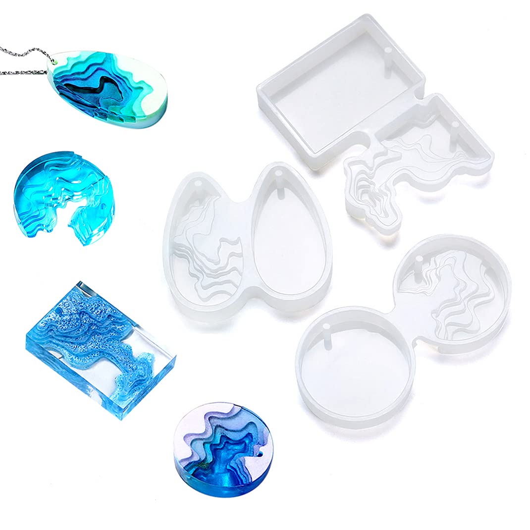 iSuperb 3 Pcs Island Resin Moulds Ocean Style Pendant Moulds Epoxy Silicone Mould Jewelry Mould Resin Casting Molds for DIY Crafts Decoration (3 Moulds)