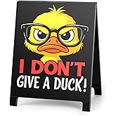 Funny Office Decor Coworker Gifts Funny Desk Signs Team Gifts for Employees Boss Humorous Sarcastic Office Desk Decorations Supplies Cubicle Table Decor I Don’T Give A Duck White Elephant Gift