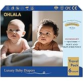 OHLALA Luxury Diapers Size 1 Travel Pack 6 Count 8-14 lbs Hypoallergenic Skin-Friendly &amp; Leakproof Fragrance-Free Ultra-Thin