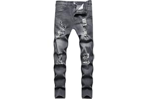 HUNGSON Boy Skinny Jeans Fit Ripped Destroyed Distressed Stretch Slim Jeans Pants