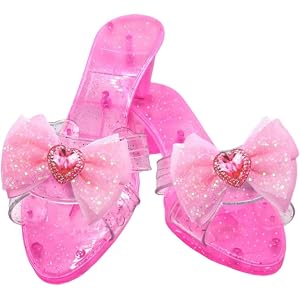 Princess Crystal Shoes Dress Up Role Play Costume Toy | Sparkly princess shoes with rhinestones and double bow design for kid