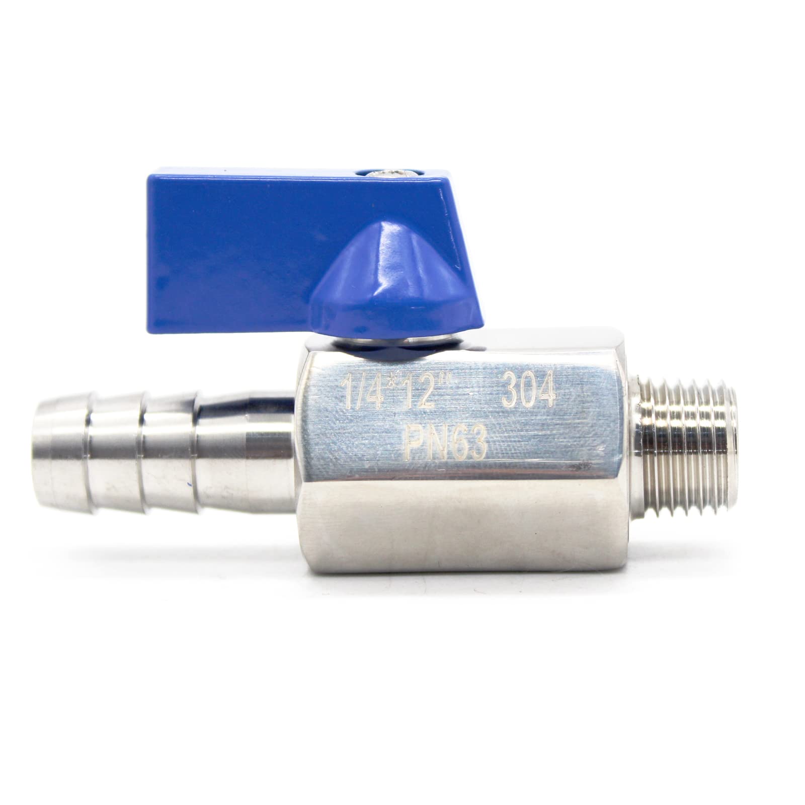 QiiMii Stainless Steel 304 Mini Type Ball Valve BSP Male x Hose Adapter Ball Valve Male Adapter 1/4" x12mm