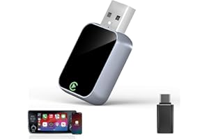 Enhanlife Wireless CarPlay Adapter for iPhone, Bluetooth & Wi-Fi, 3X Auto-Connect, No Latency, Apple CarPlay Compatible USB A/C,Plug and Play, Convert Factory Wired to Wireless Car Play Adapter