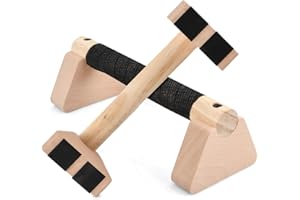 Solid Wood Push Up Stand, Push Up Bars Handles, 25 cm Handstand Handles with Non-Slip Rubber Buffer, Parallettes Calisthenics