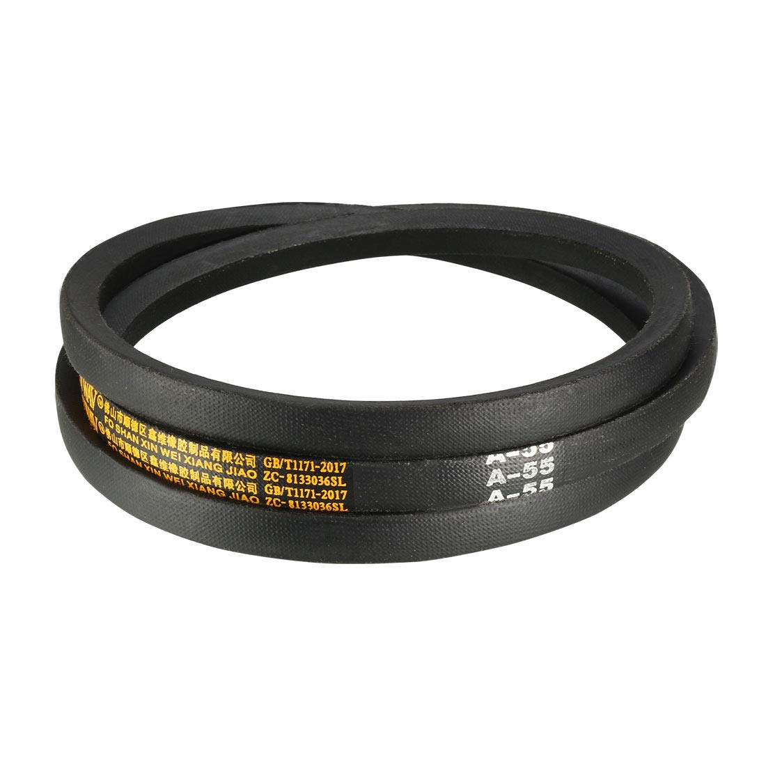 sourcing map A55 Drive V-Belts 55" Inner Length 13mm Width 8mm Thick JIS Standard A-Section Rubber Drive Industrial Transmission Belt