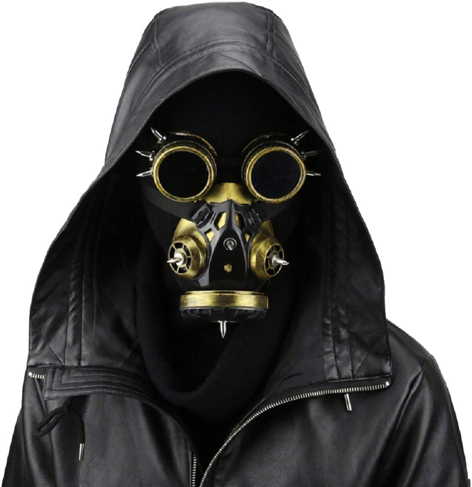 Woworld Steampunk Respirator Gask Mask Halloween Skeleton Mask Screwed Spikes Goggles Adult Steampunk Cosplay Mask
