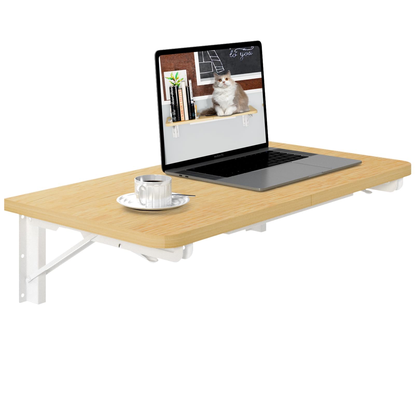 Photo 1 of TEAMIX Wall Mounted Folding Table, Floating Desk for Small Spaces, Drop Leaf Dining Table for Kitchen Fold Down Laundry Shelf with Heavy-Duty Brackets