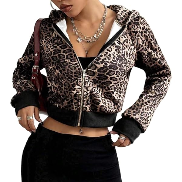 トップス 00s olduniqlo short zipup Hoodie leopard Amazon.com: GGOOB Oversized Cheetah Leopard Print Hoodie Y2k