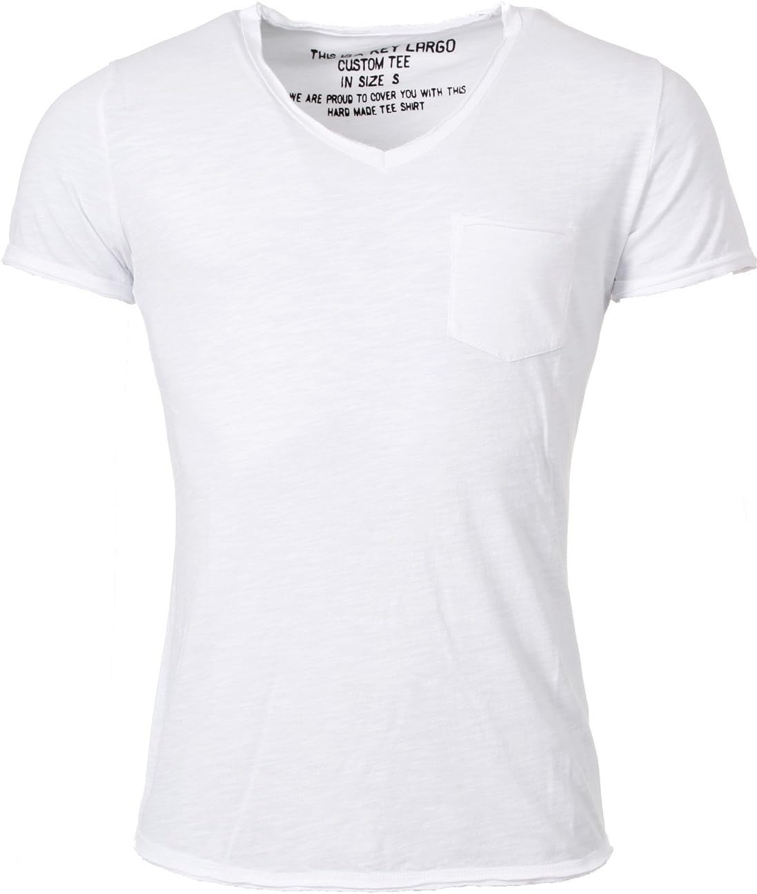 Key Largo Men's Vintage Look T-Shirt with Breast Pocket Deep V-Neck V-Neck Slimfit Fitted Plain Uni t00780