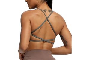 Aoxjox Women's Workout Sports Bras Fitness Backless Padded Ivy Low Impact Bra Yoga Crop Tank Top