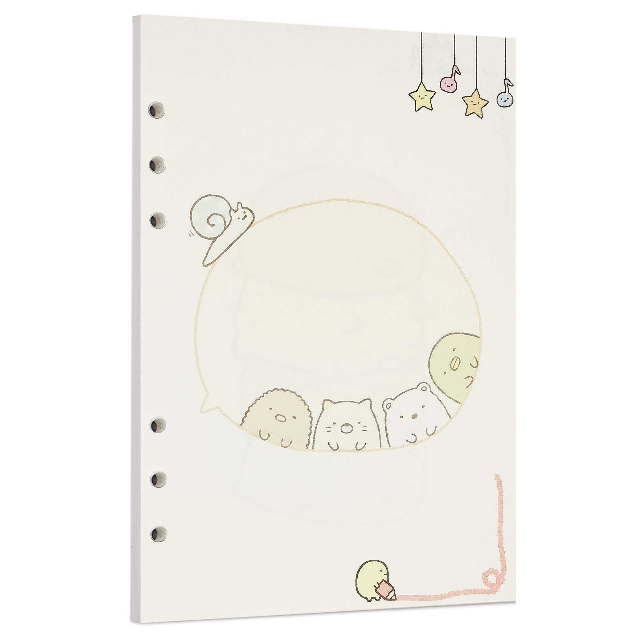 Zelten 40 Sheets 80 Pages Colorful Loose Leaf Punched Paper Refills Paper for 6 Hole Binder Personal Organizer Diary Notebook Refillable Planner (A5, Puff Blank)