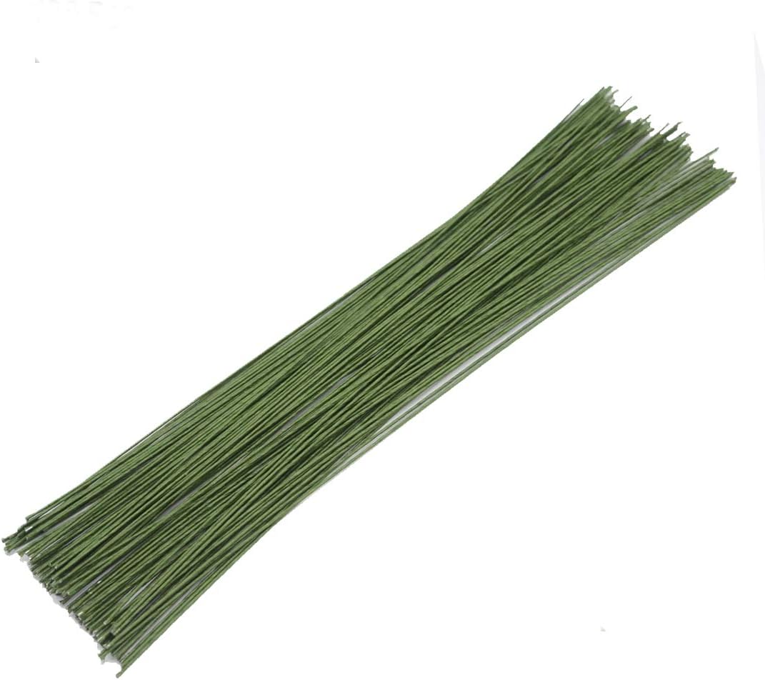 100Pcs Dark Green Floral Paper Wrapped Wire,18 Gauge Floral Stem Wire(16inch) …