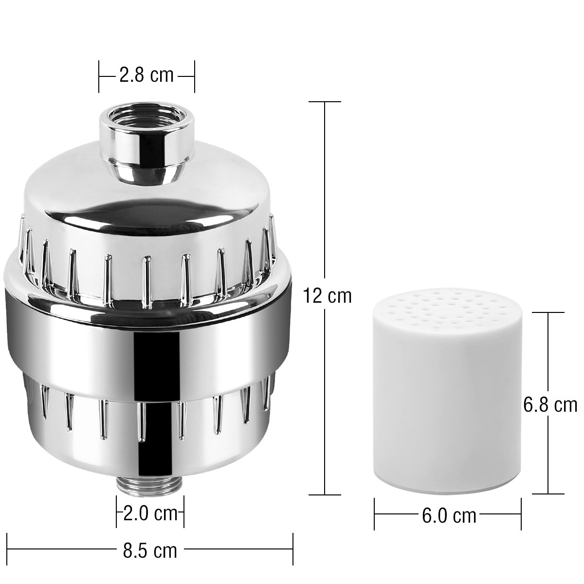 Filtre de Douche,VDROL 12 Etapes avec 4 Cartouches de Remplacement Purificateur Eau Calcaire Filtre a Eau de Douche Empêche les Cheveux et la Peau de Sécheresse, Supprimer le Chlore, le Métal Lourd