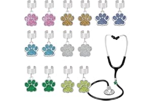 luchike 14 Pcs Stethoscope Charms Dog Paw Stethoscope ID Tag Personalized Nurses Week Gifts for Pediatrics Nurse Doctor Medic