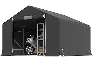 Outsunny 10' x 10' Portable Shed, Waterproof Bike Tent with Roll-up Zipper Door, Reinforced Galvanised Metal Frame, Outdoor S