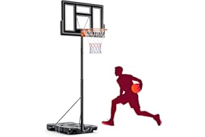 AIDOLY Portable Basketball Hoop Outdoor, Adjustable Basketball Hoops Goal System 44 Inch Shatterproof Backboard, Shock Absorbent Rim, Fillable Base, 2 Wheels for Swimming Pool/Backyard/Driveway