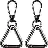 OIIKI 2 Sets Swivel Clasp Clips, Metal Swivel Snap Hook, Flexible Key Chain Clip with Key Ring for DIY Crafts, Jewelry Clasps, Lanyard Making - Black, Triangle