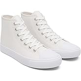 Women's High-Top Canvas Sneakers – Classic Lace-Up Casual Shoes with Extra Shoelaces – Comfortable, Stylish, and Durable
