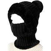 3 in 1 Beanie Hat for Women, Knitted Balaclava Hats,with Scarf and Mask,Face Mask Neck Scarf Set