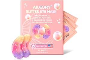 AILEORY Under Eye Patches (15 Pairs)-New Tri-color Glitter Eye Gel Pads for Dark Circles Puffy Eyes,Under eye Bags,Wrinkles|N
