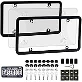 EaseRide License Plate Cover & Frames, 2 Pack Clear License Plate Protector with Screws & Caps, Front and Rear License Plate Holder, Unbreakable Car Licence Plate Frame for US Standard (Black)