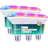 Linkind Matter BR30 Smart Light Bulb, Alexa/Apple/Google Home, 6 Pack | 1200LM 85W Recessed Smart Flood Light Bulbs, Music Sync &amp; Preset Scenes, E26 RGBTW Color Changing, Tunable White(1800K-6500K)