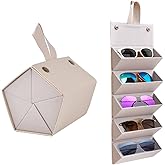 Kenpal Sunglasses Storage Organizer Holder Foldable Travel Case with 5 Slot Compartments for Multiple Glasses