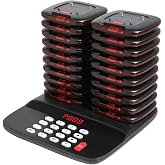 AGJ Restaurant Pager System Wireless Calling System 20 Pagers Beeper Buzzer Guest Customer Queue Pagers for Food Truck Church Nursery Clinic Coffee Shop with Buzzer Vibration Flash