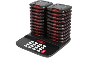 AGJ Restaurant Pager System Wireless Calling System 20 Pagers Beeper Buzzer Guest Customer Queue Pagers for Food Truck Church Nursery Clinic Coffee Shop with Buzzer Vibration Flash