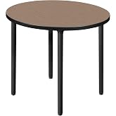 Regency Kee 30 in. Small Round Breakroom Table- Noble Oak Top, Black Folding Legs