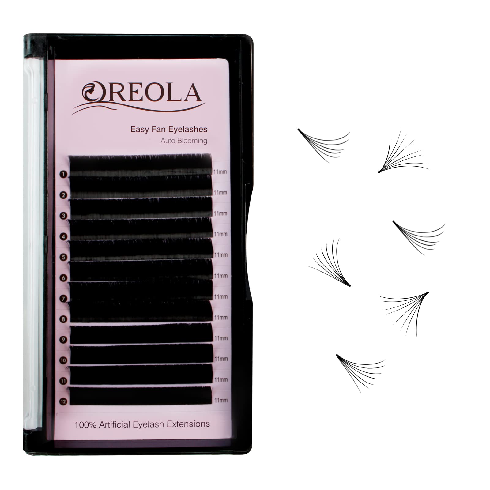Oreola Volume Lash Extensions Cluster Eyelash Extensions 0.07mm Auto Fan Lashes 11mm Eye Lash Extensions with Volume Fan Creating Technology — image 1