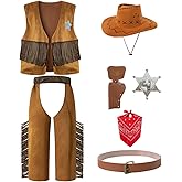IWALUE Kids Boys Cowboy Halloween Costume Dress Up Party Cosplay with Bandana Cowboy Hat