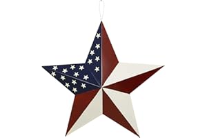 YK DECOR Y&K Decor American Barn Star US Flag Star Outdoor Decor Metal Barn Patriotic Wall Decoration July 4th Country Patriotic Wall Ornament Outdoor Decoration