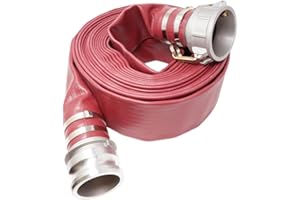 Gloxco 4" x 50′ Red Heavy Duty Lay Flat PVC Discharge Hose Assembly with Aluminum Cam and Groove C and E Fittings