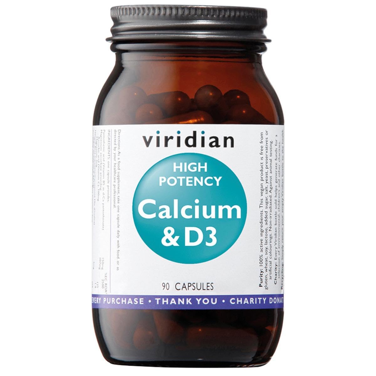 Viridian High Potency Calcium & Vitamin D3-90 Capsules