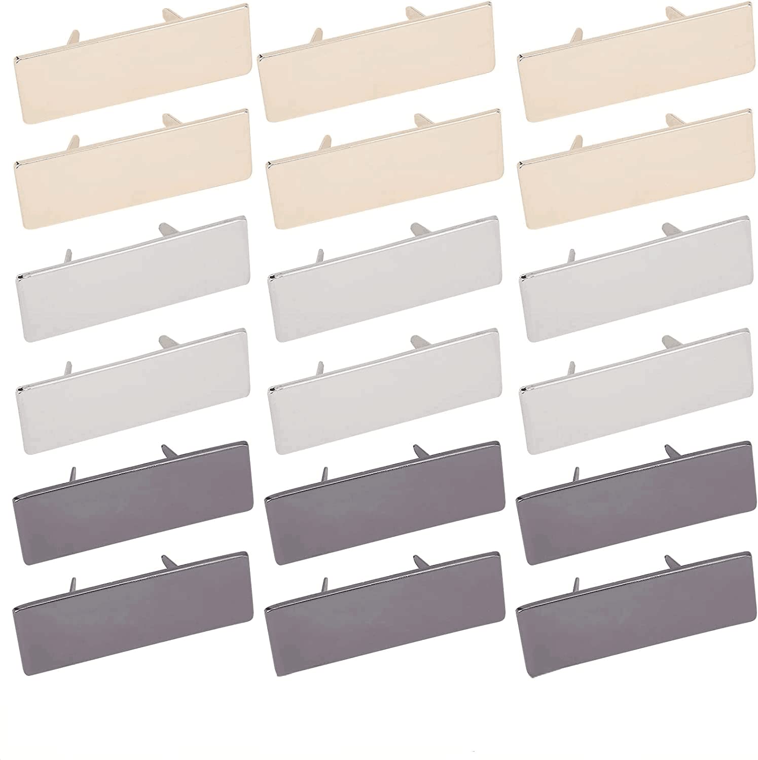 WADORN 18pcs Metal Blank Stamping Tags, 3 Colors Alloy Rectangle Blank Name Labels Marker DIY Handmade Logo Labels with Shim for Clothes Bags Label Signs for Jeans Shoes Craft Bag Making Hardware