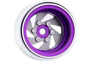 TCRC 4PCS Grade 5 Titanium Wheel Face Aluminum 1.0 Inch Wheels Hubs for 1/24 Axial SCX24 TRX4M FCX24 Redcat Ascent-18 HPI Venture18 1/18 RC Crawler Car Upgrade Parts,Purple