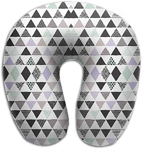 Geometric Tribal Triangle Mint Gray And Lavender Memory Foam Travel Neck Pillow U Shaped Travel Neck Support Cushion
